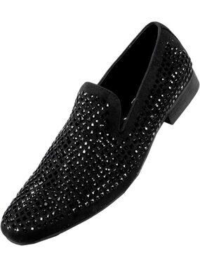 Amali Men's Black Velvet Tuxedo Loafers Slip On Formal Wedding Dress Shoes